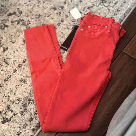 Hudson Faded Red High Waist Super Skinny Jeans